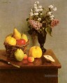 Stillleben mit Blumen und Frucht Henri Fantin Latour Blumen